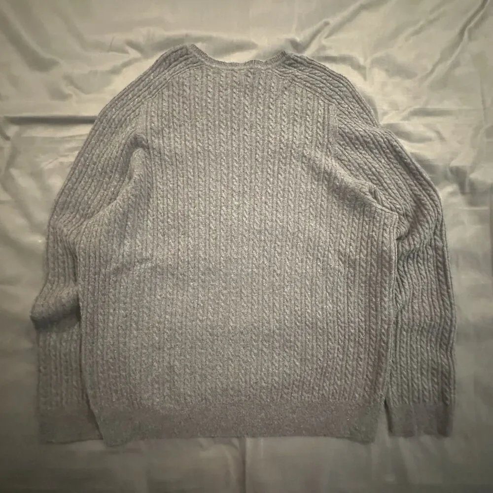 Jos. A. Bank Reserve Cable Knit Sweater Wool Cashmere Gray Mens XL Pullover